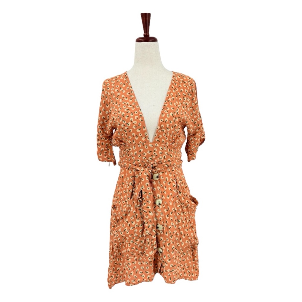 Faithfull the Brand St Lucia Floral Animal Print Mini Dress Size Small 4